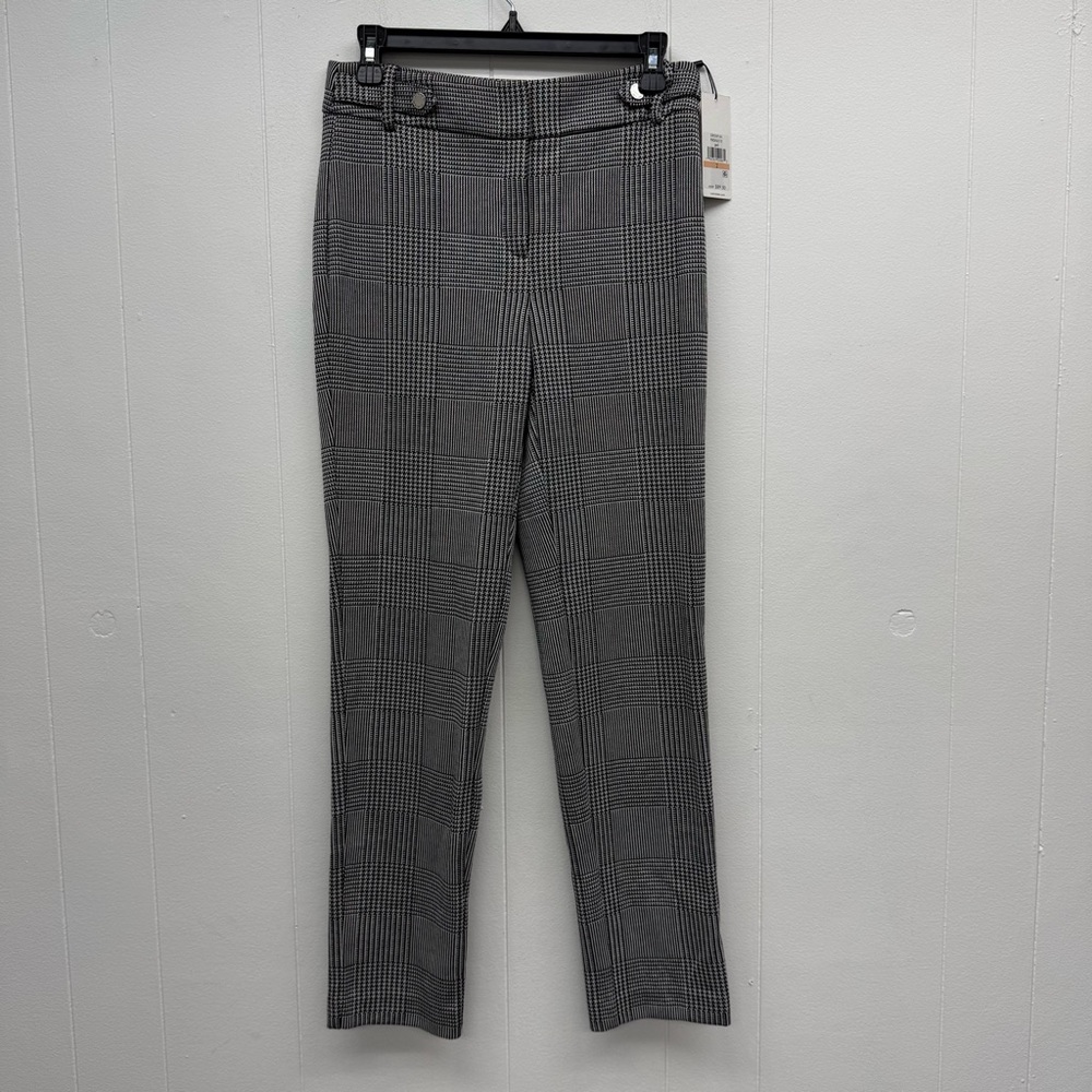 Calvin Klein Black White Houndstooth Stretch Knit Pants Size 2